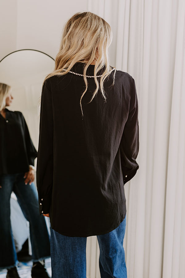 Luxe Lifestyle Pearl Embellished Top in Black