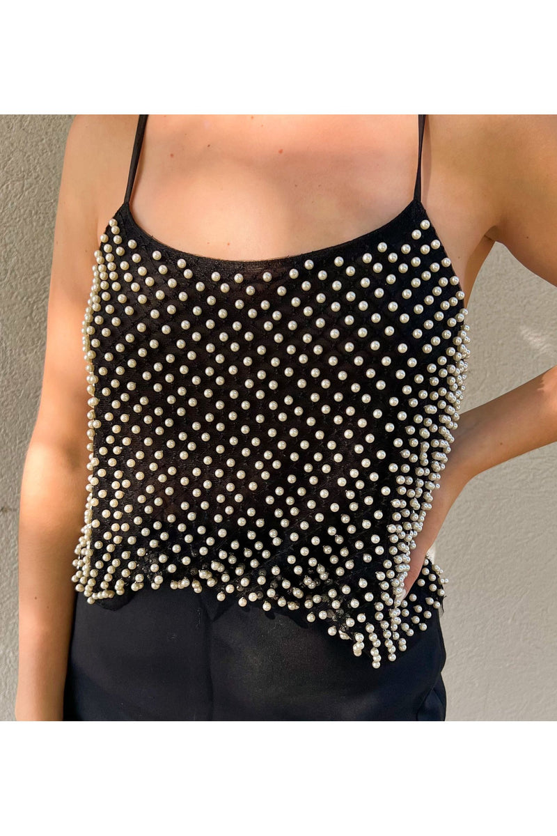 All Over Pearl Embellished Cami Top