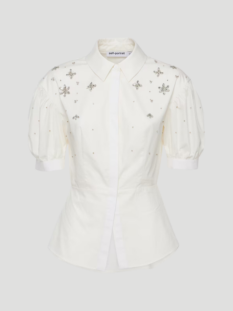 White Cotton Embellished Top