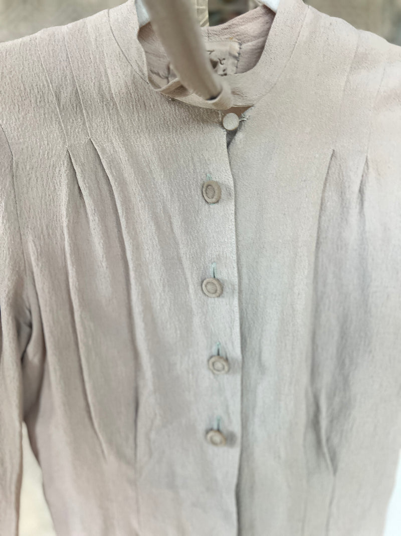 1940s Sequin Embellished Crepe Blouse