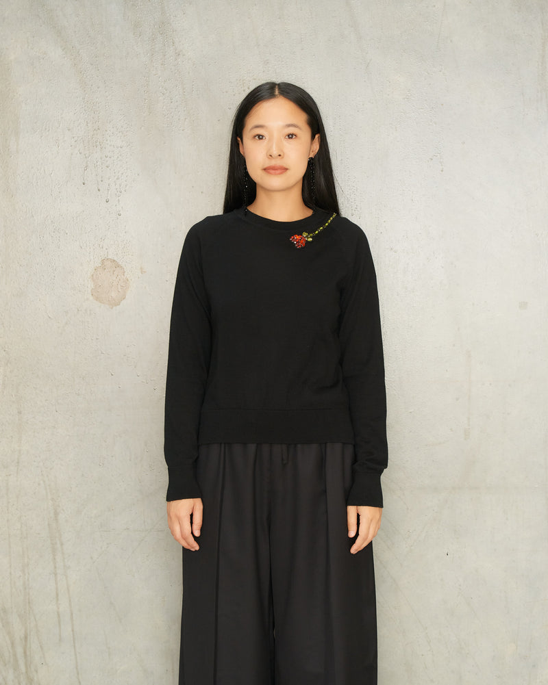 Black Embellished Rose Jumper