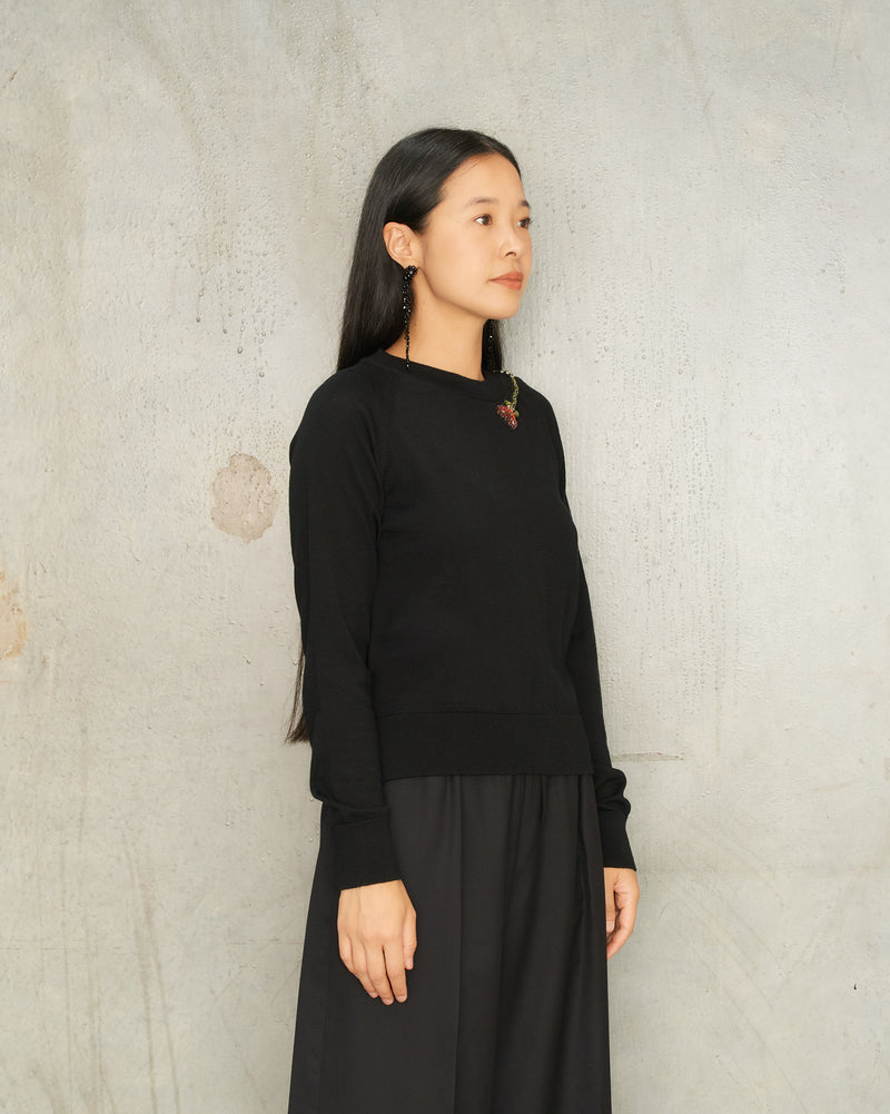 Black Embellished Rose Jumper
