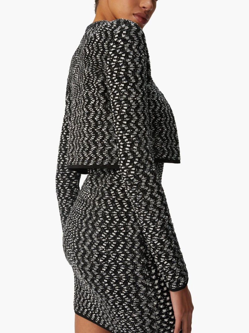 SEQUIN EMBELLISHED CROPPED SWEATER