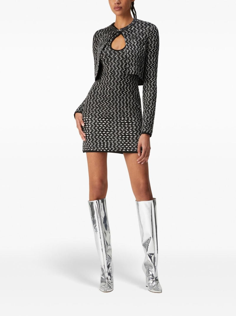 SEQUIN EMBELLISHED CROPPED SWEATER