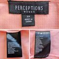 PERCEPTIONS Woman Textured Peach Cropped Embellished Cardigan Blazer Size 3X
