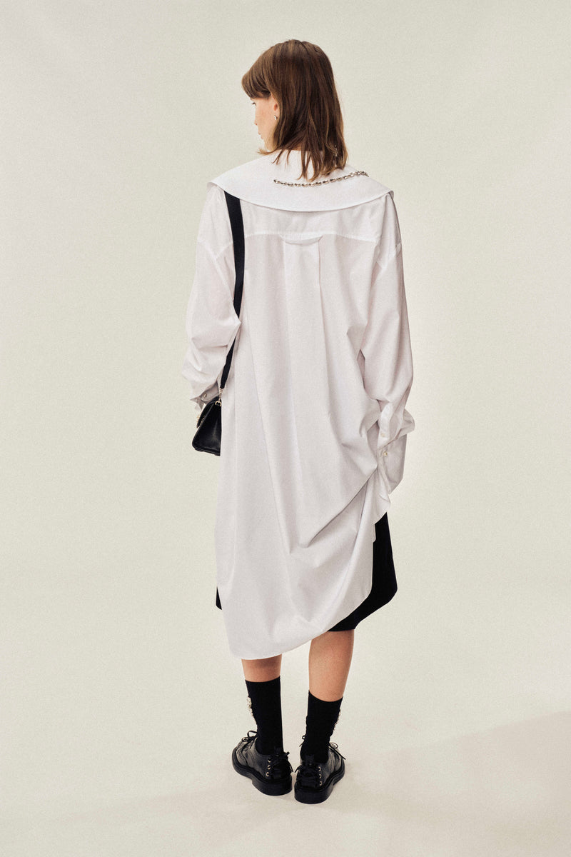 Embellished Carnation Gathered Slit Shirt