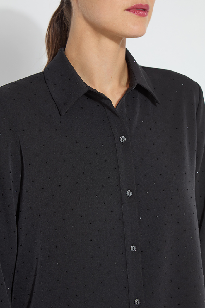 Crystal Embellished Parker Shirt - Black