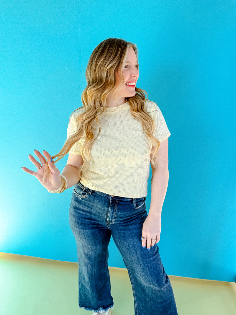 Daisy Embellished Tee - Light Corn