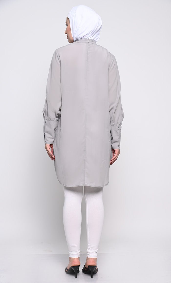 Classic Nida Tunic with Crystal Button Embellishments