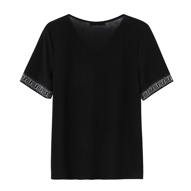 Plus Size Embellished Tie Short Sleeve Blouse