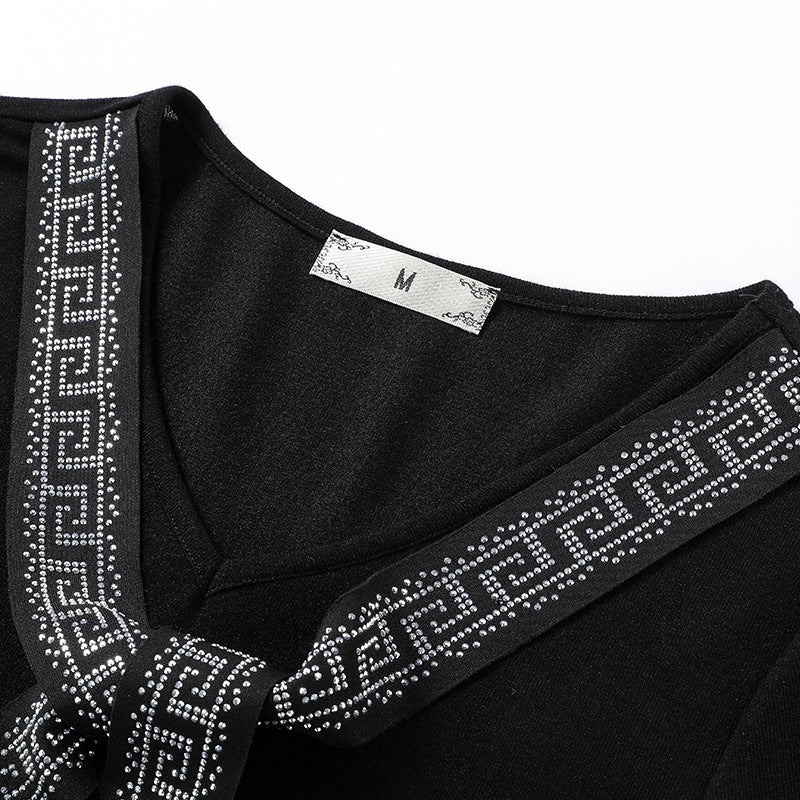 Plus Size Embellished Tie Short Sleeve Blouse