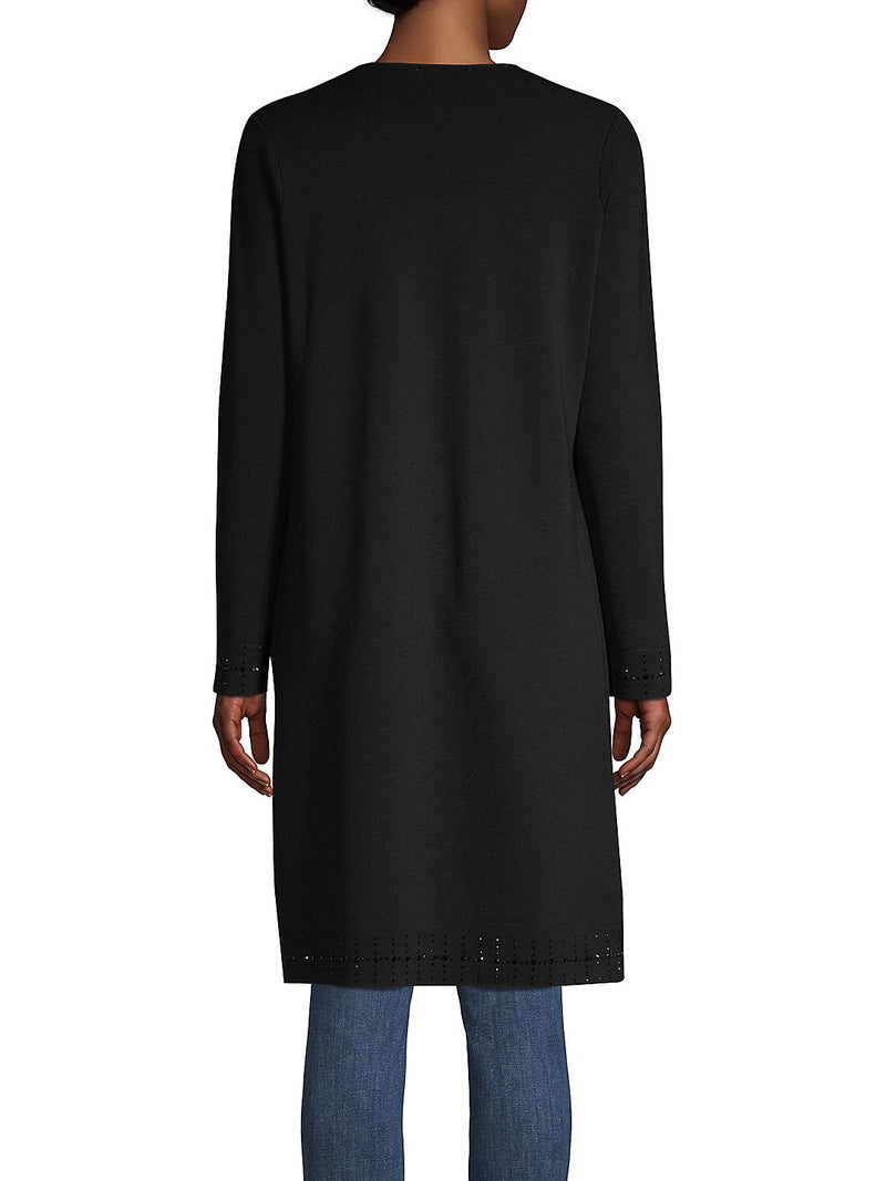 Calvin Klein Women's Open Front Bead Embellished Cardigan Sweater Black