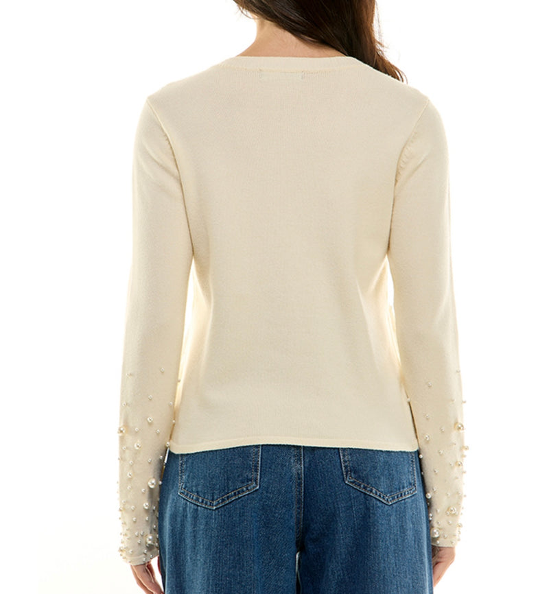 Pearl Embellished Sweater -cream
