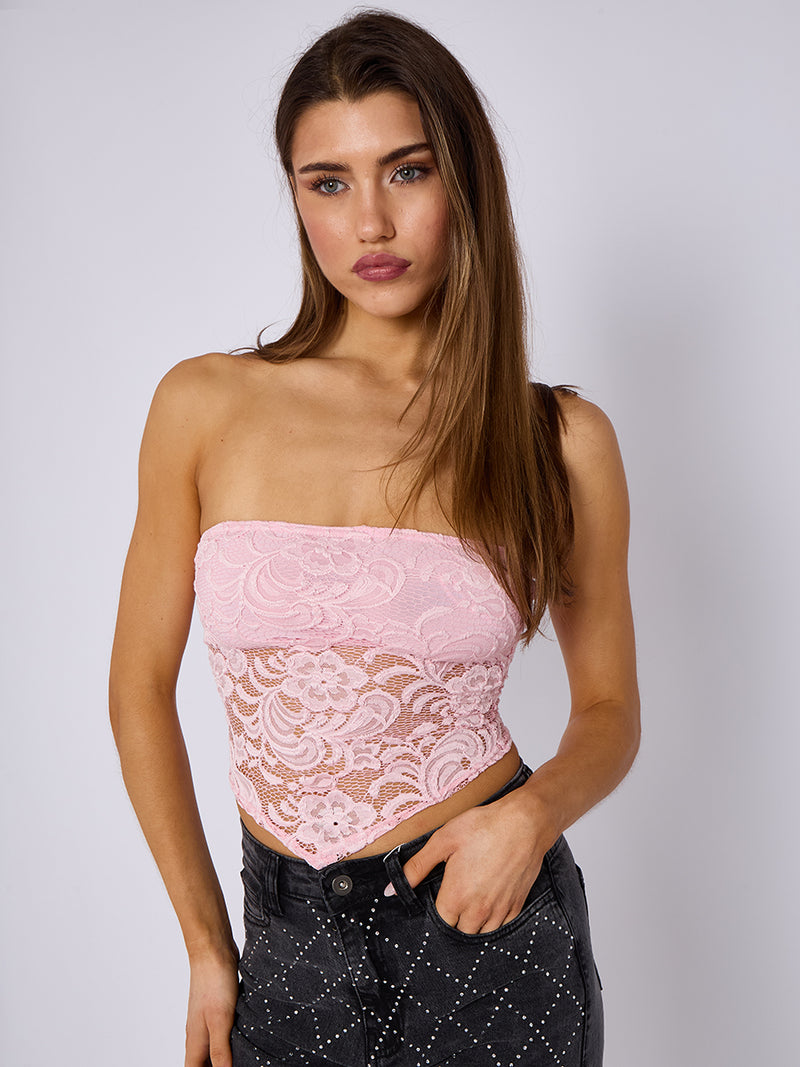 Lace Bandeau Crop Top