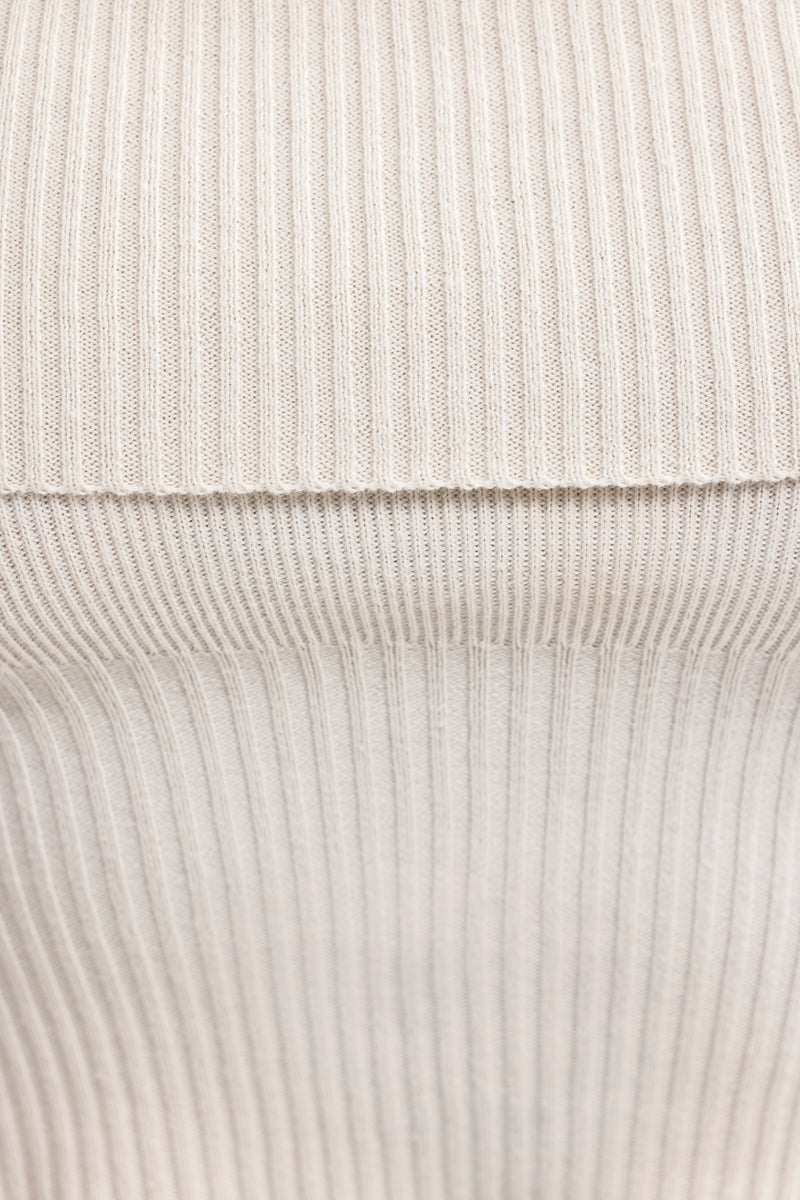 Bandeau Chunky Knit Crop Top in Cream