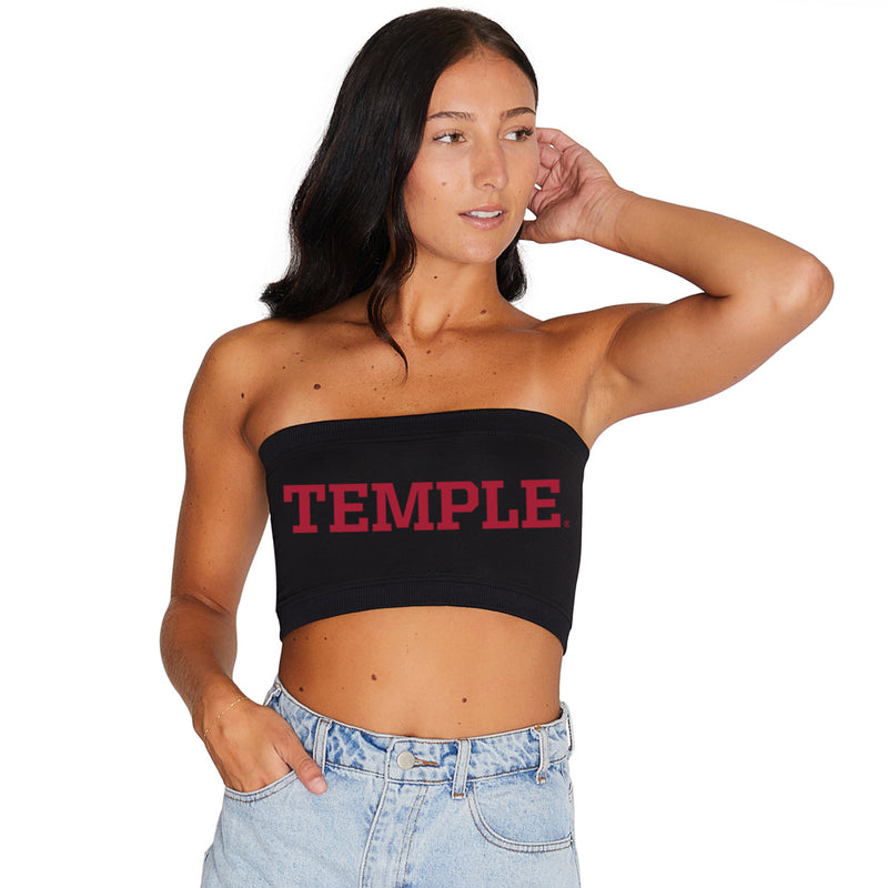 Temple Owls Black Bandeau Top
