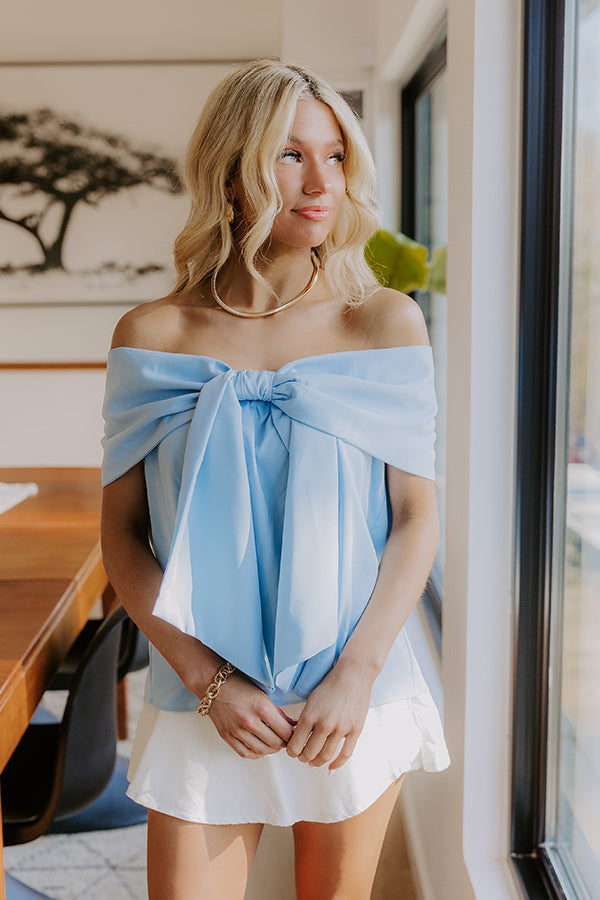 Sweet Statement Off Shoulder Top in Sky Blue