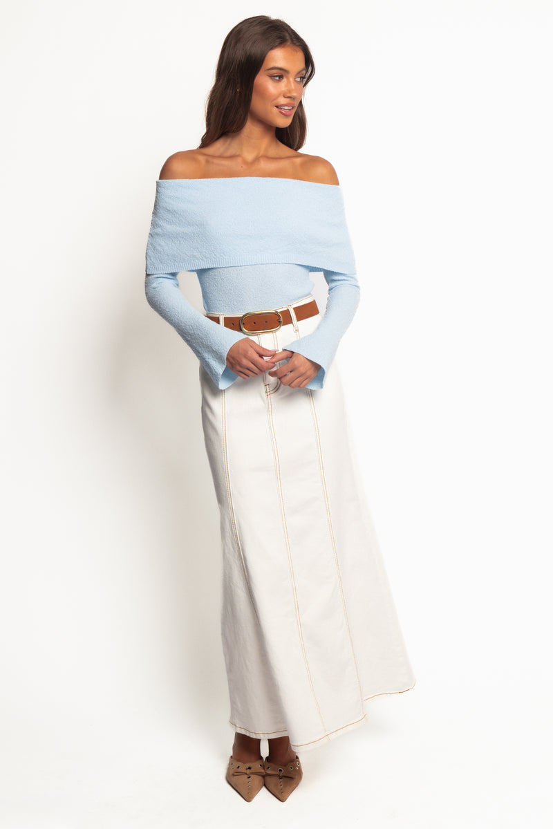 Rory Off Shoulder Top - Pale Blue