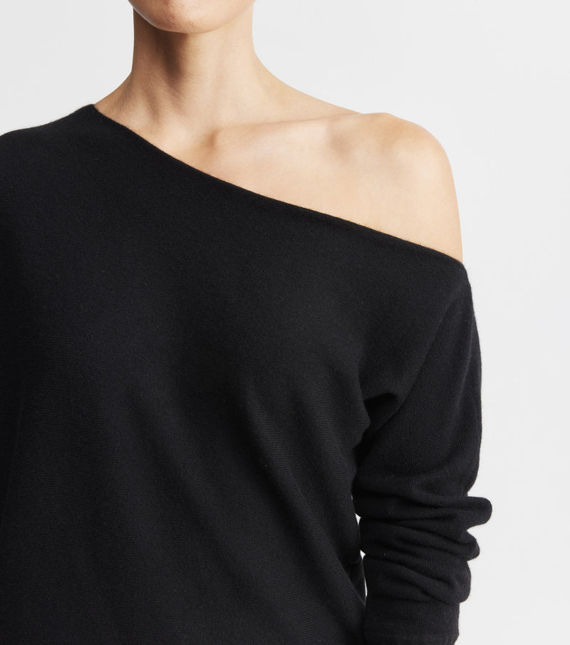 Cashmere Off Shoulder Sweater - Black
