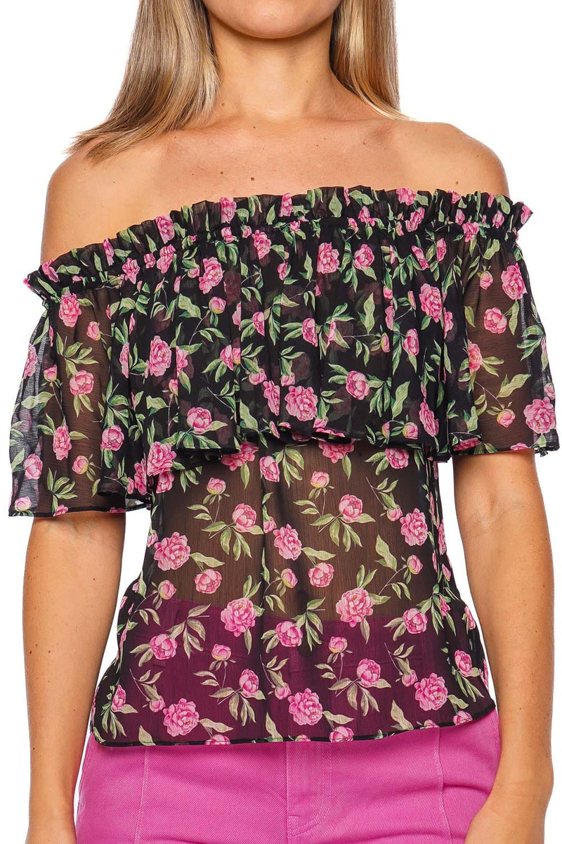 Adah Pink Peony Off Shoulder Top