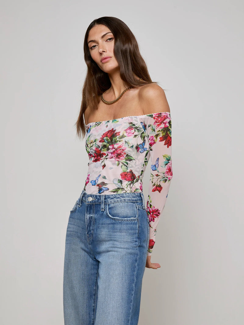 L’agence - Peonie Off-The-Shoulder Bodysuit - Light Pink Multi Femme Rose
