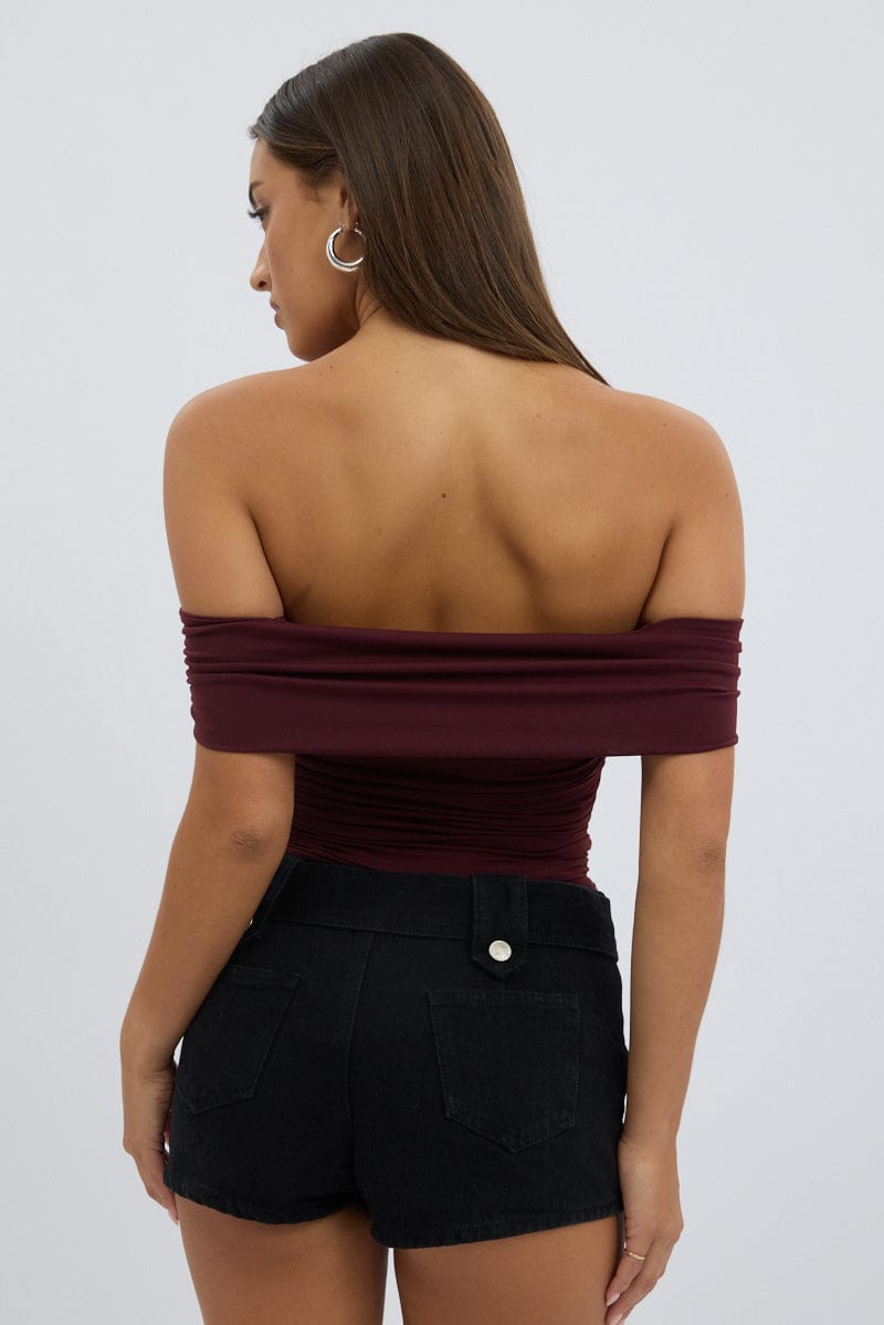 Red Off Shoulder Top Supersoft