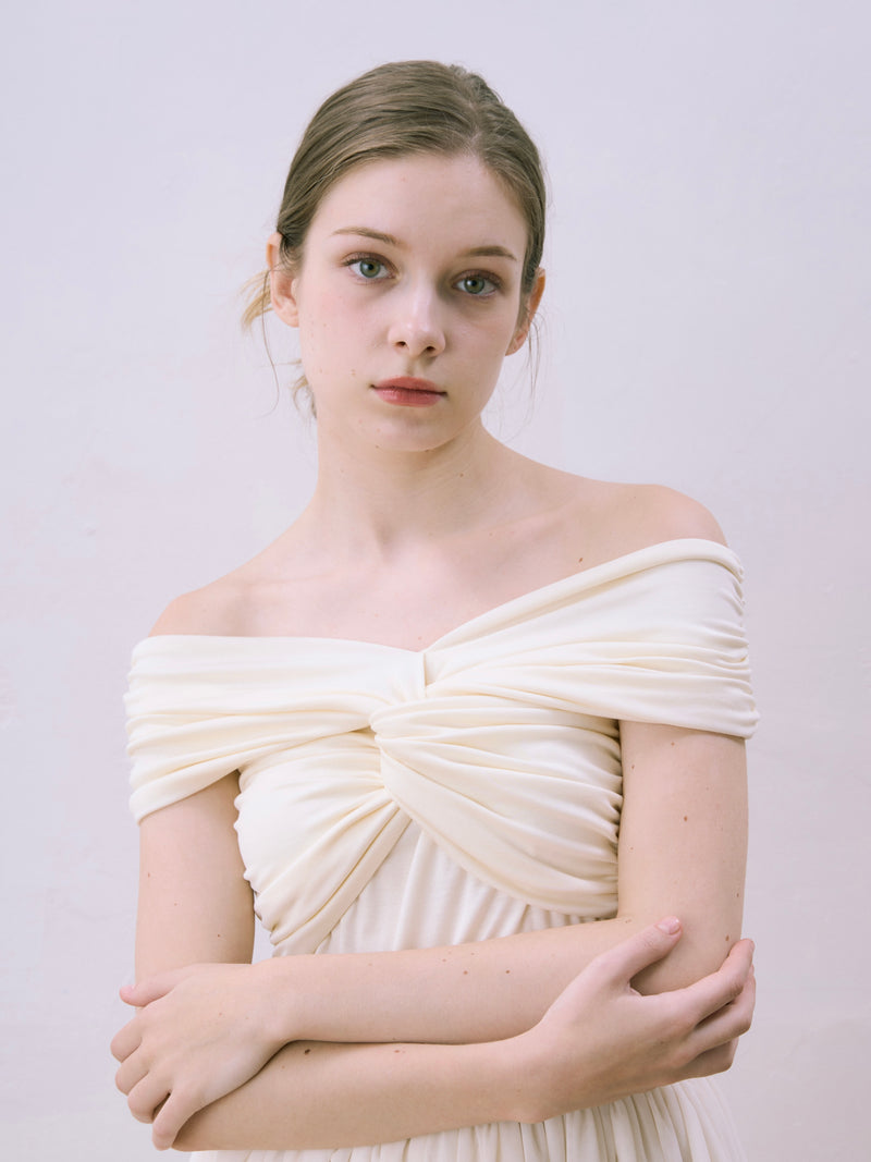 twist off-shoulder tops