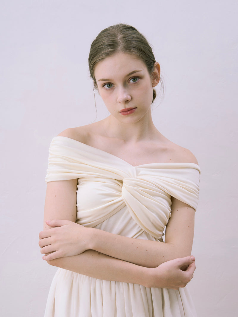 twist off-shoulder tops