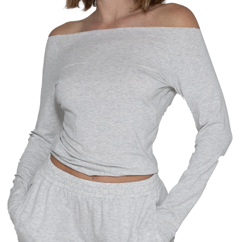 Lounge Off Shoulder Top Grey