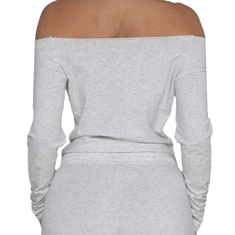 Lounge Off Shoulder Top Grey