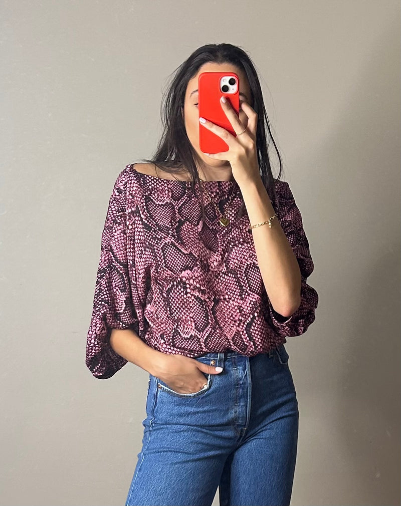 Khloe Off Shoulder Top -  Snake Motif