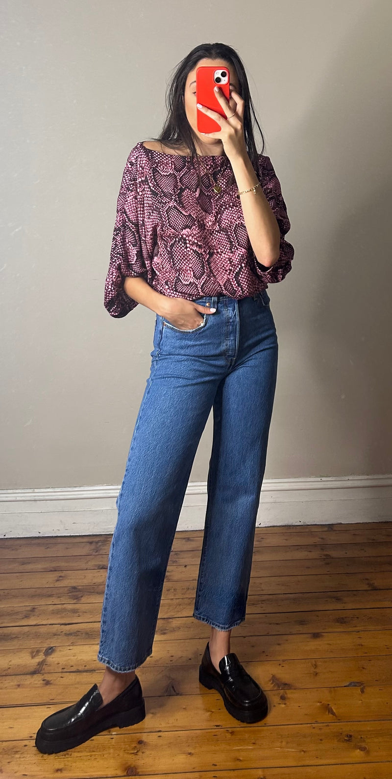 Khloe Off Shoulder Top -  Snake Motif