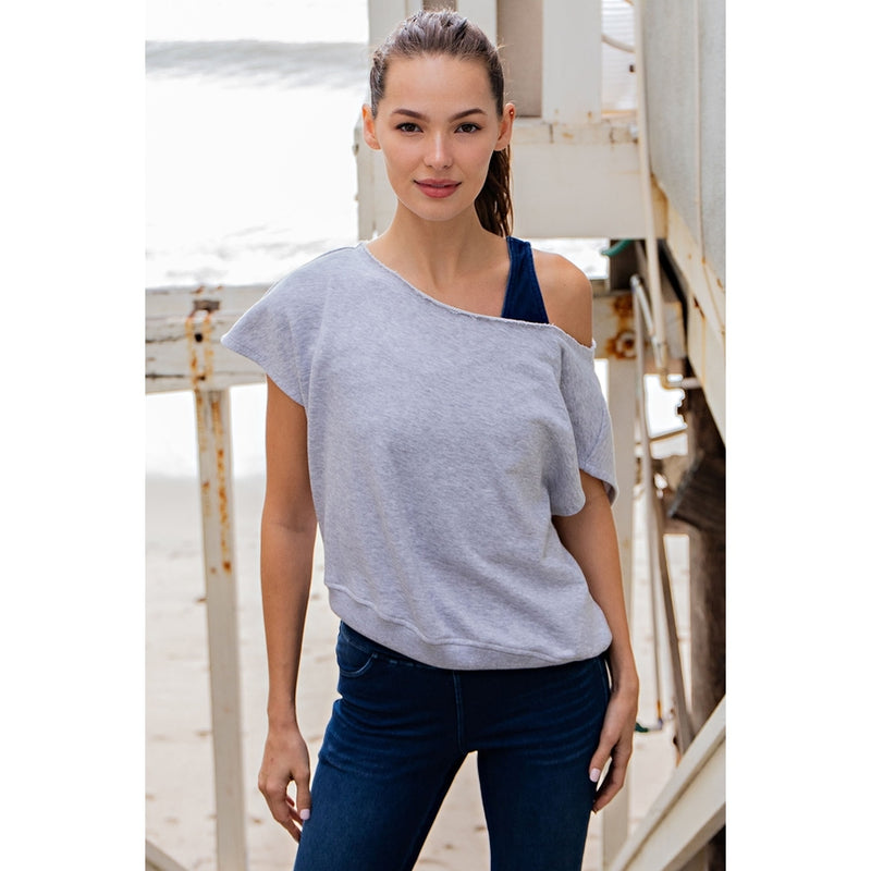 French Terry Off Shoulder Top • H Grey