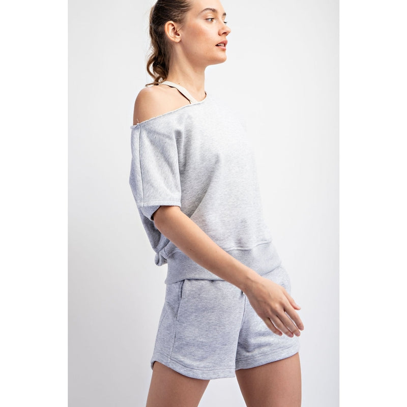 French Terry Off Shoulder Top • H Grey