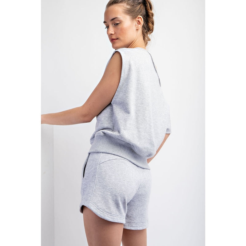 French Terry Off Shoulder Top • H Grey
