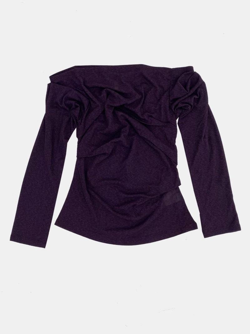 draping off-shoulder top purple