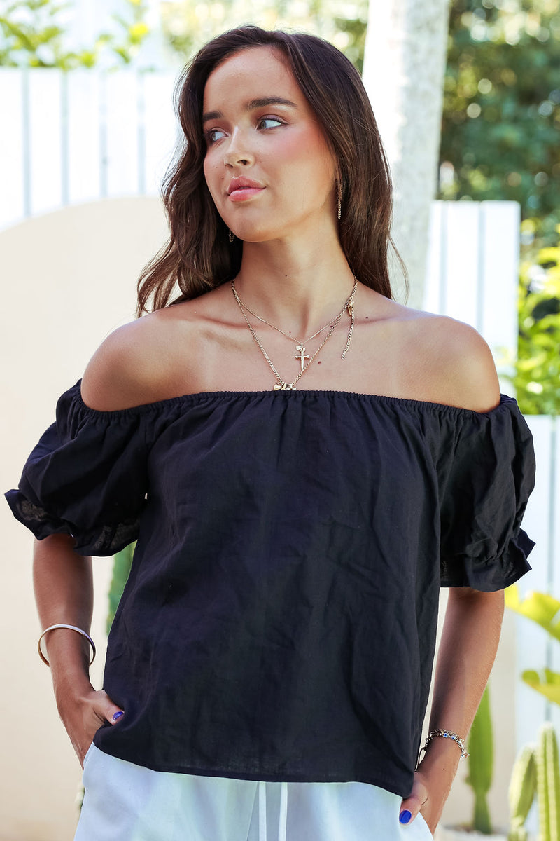 Elka Off Shoulder Top - Black