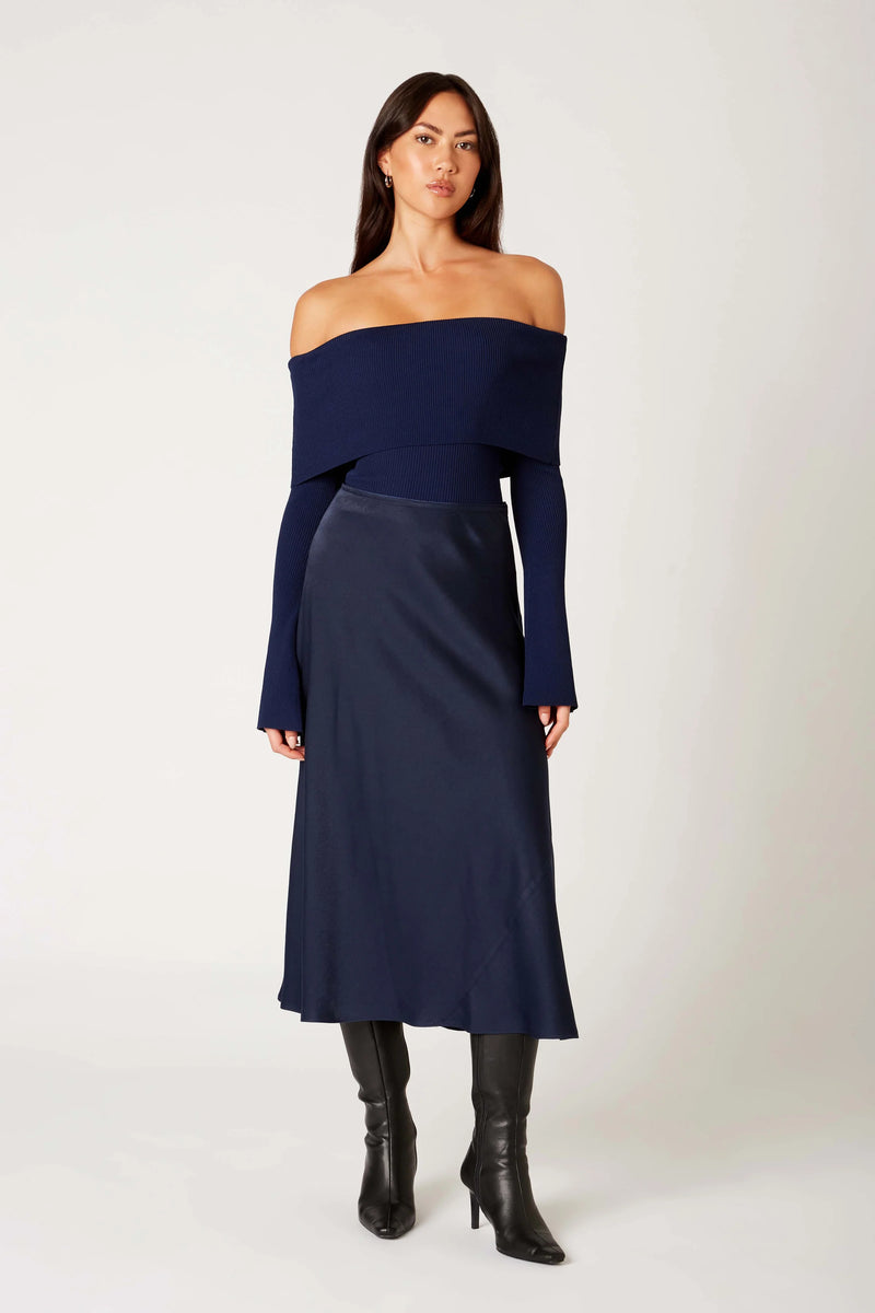 Palmer Off The Shoulder Knit Top Navy