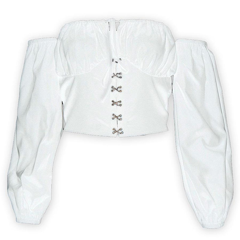 Elegant Off Shoulder Women Tops in Alternative Fashion / Full sleeve Top in Black and White colors