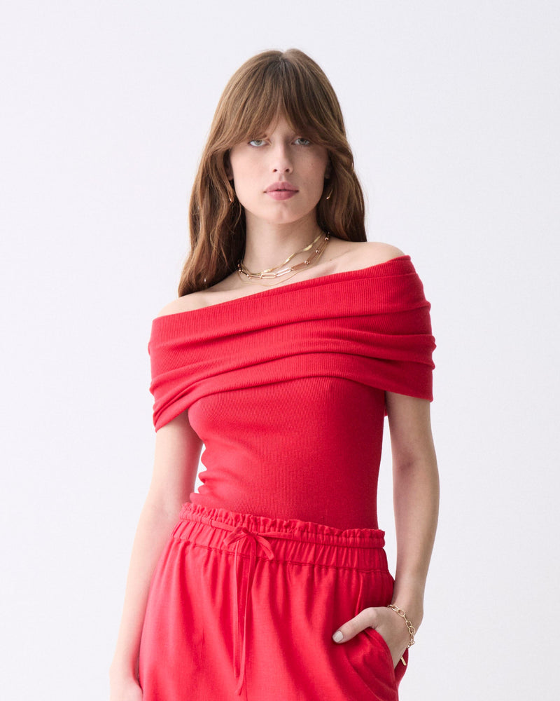 Porto Off Shoulder Shirred Top