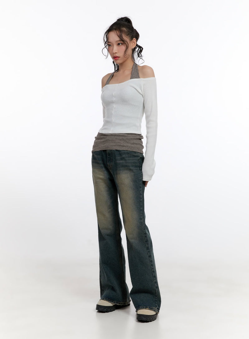Solid Stretch Off Shoulder Crop Top CN420