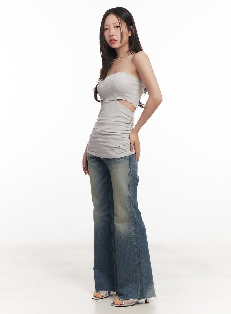 Long Shirred Cut-Out Tube Top CA530