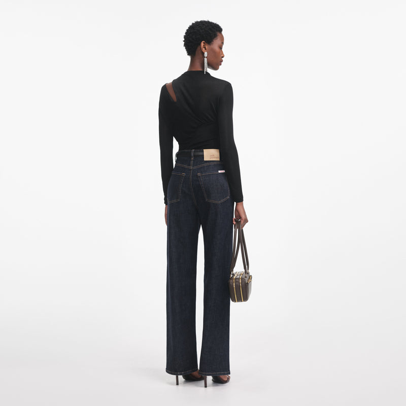 Black Cut Out Viscose Knit Top