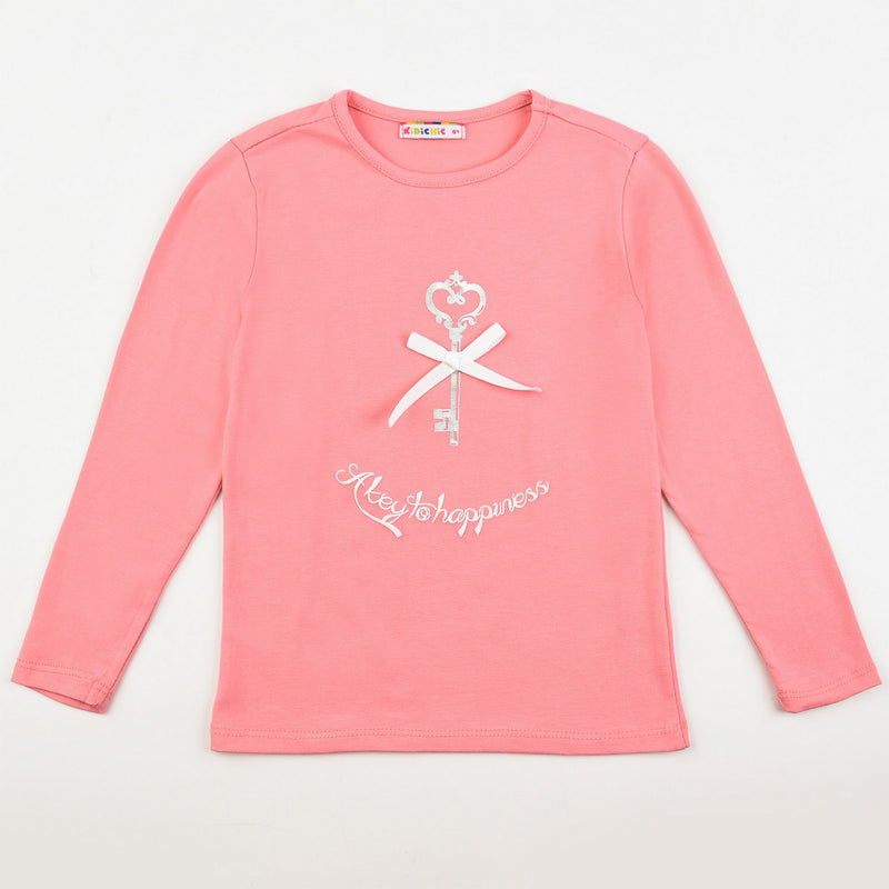 Girls L.S Key Print T-Shirt