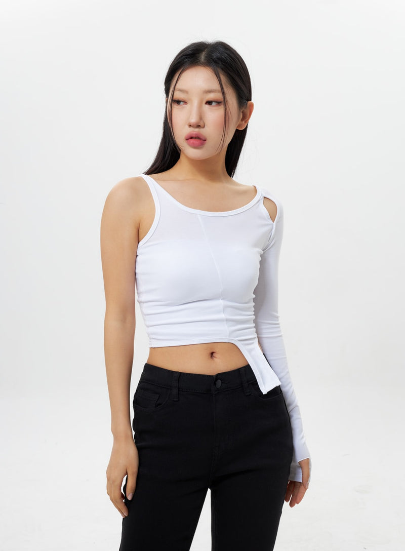 Unbalanced Cut Out Top IY311