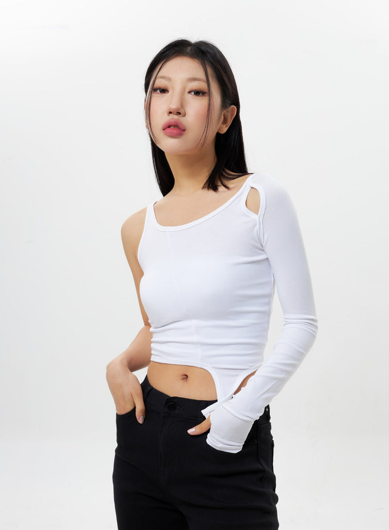 Unbalanced Cut Out Top IY311