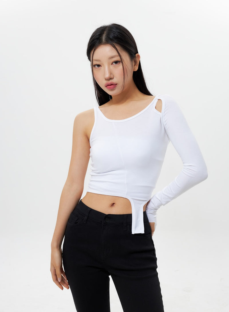 Unbalanced Cut Out Top IY311