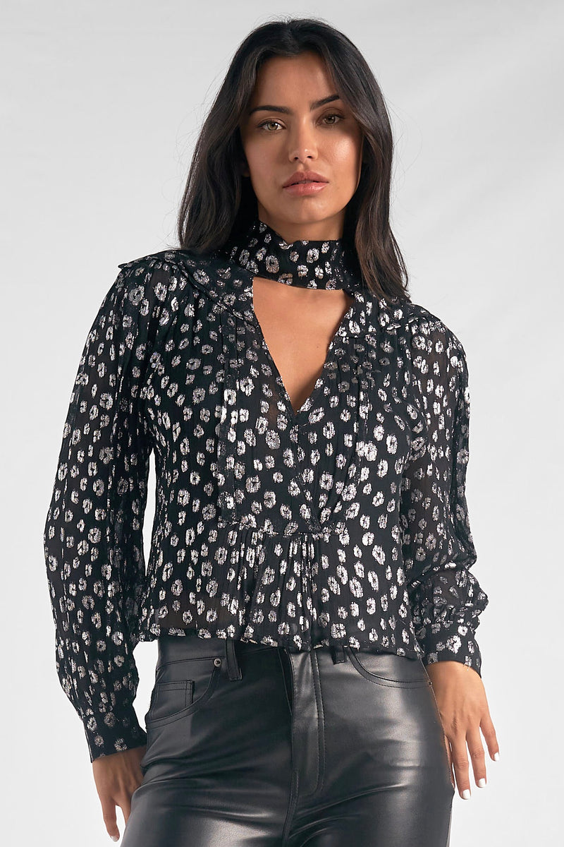 Cut Out Peplum Top - Silver