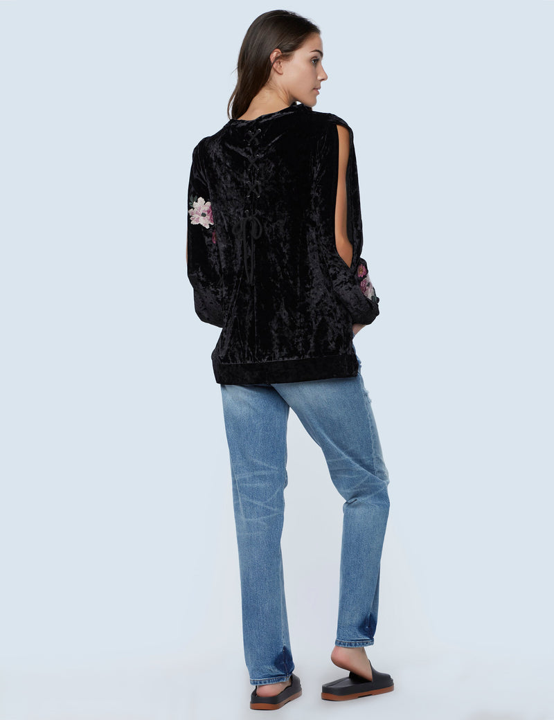 Cut It Out Velvet Top