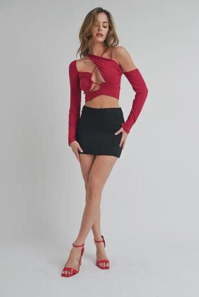 Cut Out Detail Long Sleeve Top.